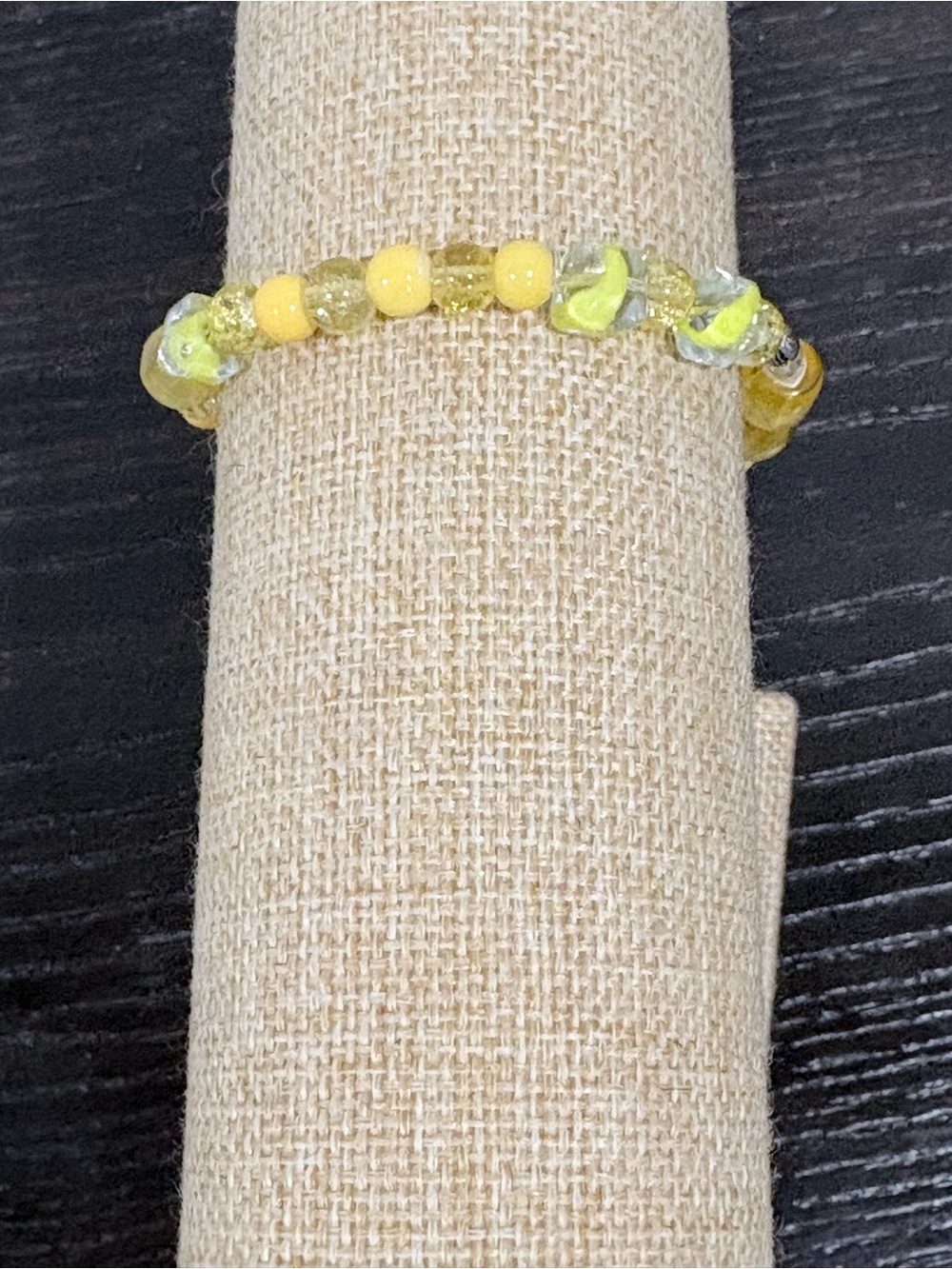 Handcrafted yellow glass beaded bracelet